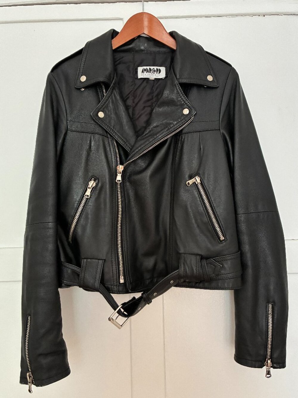 Amarcord NYC Italian Black Leather Biker Jacket